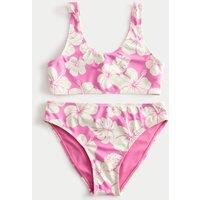 M&S 2 Piece Hibiscus Print Bikini (6-16 Yrs) Fuchsia