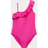 M&S Ruffle One Shoulder Swimsuit (6-16 Yrs) Fuchsia