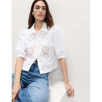 M&S Cutwork Detail Shirt Soft White