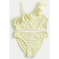 M&S 2 Piece One Shoulder Frill Bikini (6-16 Yrs) Light Citrus