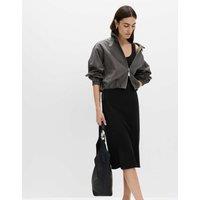 M&S Cotton Rich Ribbed Midi Column Dress Black