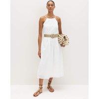 M&S Pure Cotton Square Neck Strappy Midaxi Waisted Dress White