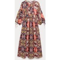 M&S Pure Cotton Printed Midaxi Kaftan Dress Multi
