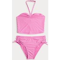 M&S 2 Piece Block Print Tankini (6-16 Yrs) Fuchsia