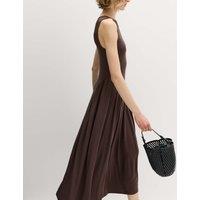 M&S Lyocell Rich Dropped Waist Midi Dress Brown
