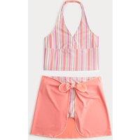 M&S 3 Piece Striped Tankini and Floral Sarong Multi