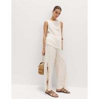 M&S Wide Leg Trousers with Linen Ivory
