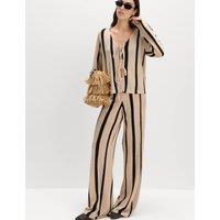 M&S Striped Wide Leg Trousers Black Mix