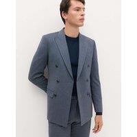 M&S Slim Fit Twill Double Breasted Suit Jacket Blue
