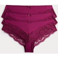 M&S 3pk Lace Trim Brazilian Knickers Dark Raspberry