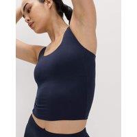 Goodmove Go Balance Rib Panel Fitted Crop Vest Dark Navy