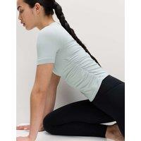 Goodmove Go Balance Scoop Neck Ruched Fitted Top Soft Green