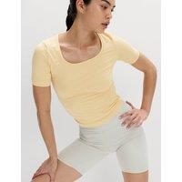 Goodmove Go Balance Scoop Neck Ruched Fitted Top Straw