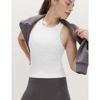 Goodmove Modal Rich Textured Round Neck Fitted Vest White