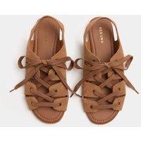 Per Una Suede Lace Up Flat Gladiator Sandals Tan