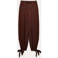 M&S Tie Hem Drawstring Balloon Trousers Brown