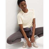 Goodmove Open Knit Crew Neck Top Vanilla