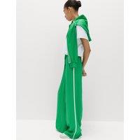 M&S Side Stripe Wide Leg Trousers with Linen Green Mix