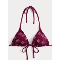 M&S Embroidered Triangle Bikini Top Purple