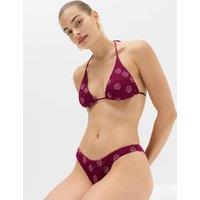 M&S Embroidered Strappy High Leg Bikini Bottoms Purple