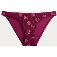 M&S Embroidered Strappy High Leg Bikini Bottoms Purple