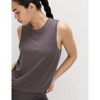 Goodmove Essential Round Neck Boxy Vest Top Mid Grey