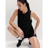 Goodmove Essential Round Neck Boxy Vest Top Black