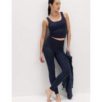 Goodmove Go Balance Rib Panel High Waist Leggings Dark Navy