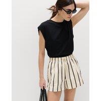 M&S Cotton Blend Seersucker Striped Shorts White Mix