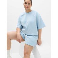 Goodmove Modal Blend Sand Wash Relaxed High Waisted Shorts Powder Blue