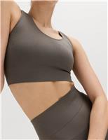 Goodmove Scoop Neck Seamless Fitted Crop Top Mid Grey