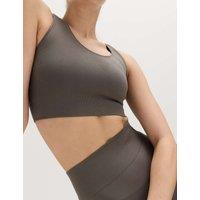 Goodmove Scoop Neck Seamless Fitted Crop Top Mid Grey