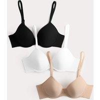 M&S 3 Pack Wired Plunge Bras (A-E) Black Mix