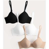 M&S 3 Pack Wired Plunge Bras A-E Black Mix