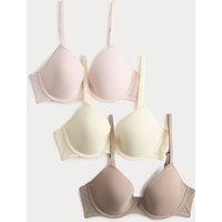 M&S 3 Pack Wired Plunge Bras (A-E) Pink Mix