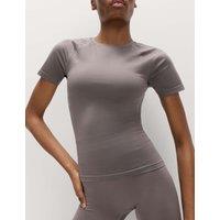 Goodmove Crew Neck Seamless Fitted Top Mid Grey