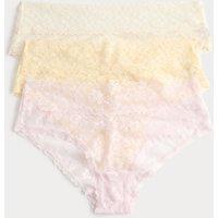 M&S 3 Pack Floral Lace Hipster Knickers Cream Mix
