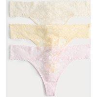 M&S 3 Pack Floral Lace Thongs Pink Mix