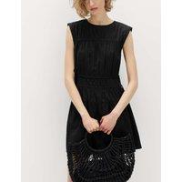 M&S Pure Cotton Tie Detail Mini Waisted Dress Black