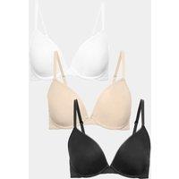 M&S 3 Pack Wired Plunge Bras (A-E) Black Mix
