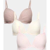M&S 3 Pack Wired Plunge Bras (A-E) Pink Mix