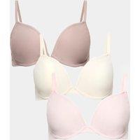 M&S 3 Pack Wired Plunge Bras A-E Pink Mix