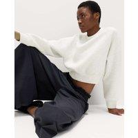 Goodmove Scuba Crew Neck Relaxed Crop Sweatshirt Grey Marl
