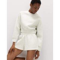 Goodmove Scuba Crew Neck Relaxed Crop Sweatshirt Grey Marl