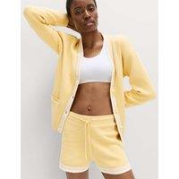 Goodmove Knitted Relaxed Fit V Neck Cardigan Straw