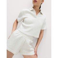 Goodmove Scuba Boxy Crop Polo Top Grey Marl