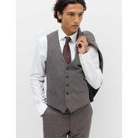 M&S Micro Check Suit Waistcoat Bordeaux
