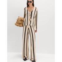 M&S Striped Tie Front Top Natural Mix