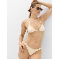 M&S Textured Frill High Leg Bikini Bottoms Ivory