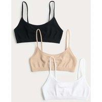M&S 3 Pack Seamless Non Wired Micro Crop Tops Black Mix